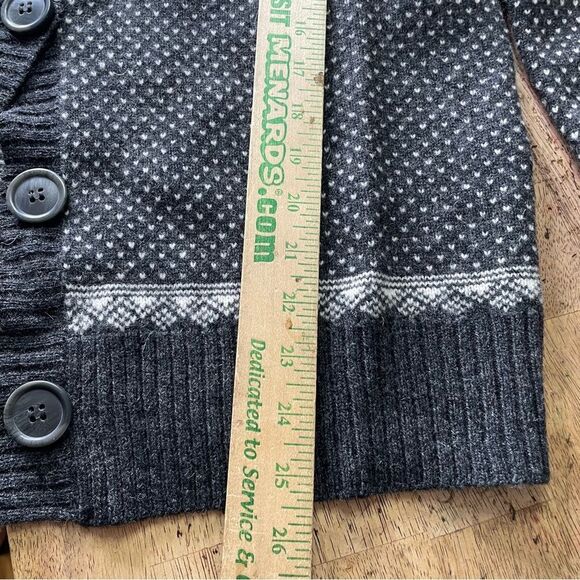 Vintage LL Bean grey pink 100% lambswool floral button up cardigan women’s large - Picture 7 of 7